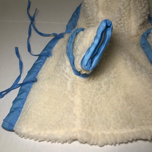 Vintage Doll Coat Hooded Faux Sherpa Trimmed Blue Ties Cabbage Patch? - Picture 5 of 11